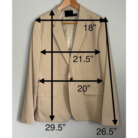ASOS Men’s Tan Lightweight Blazer Size 42 Regular Summer Casual Jacket - Picture 5 of 9